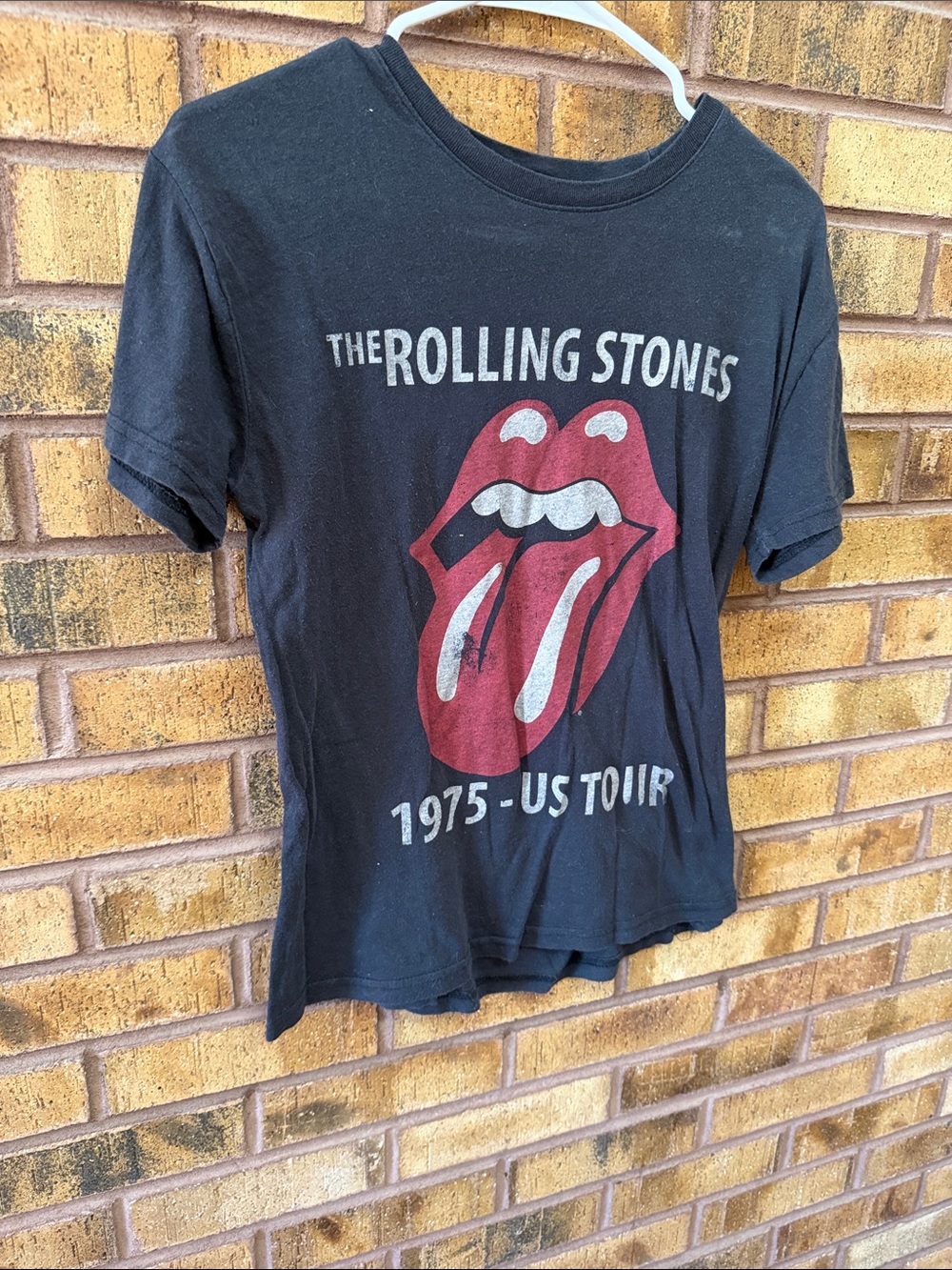 The Rolling Stones Black Short Sleeve Tee with Red Tongue Graphic